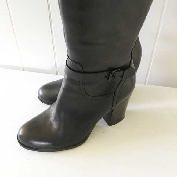 Marc Fisher Tall Heeled Black Leather Boots Size 9M Vitya New - Picture 5 of 8